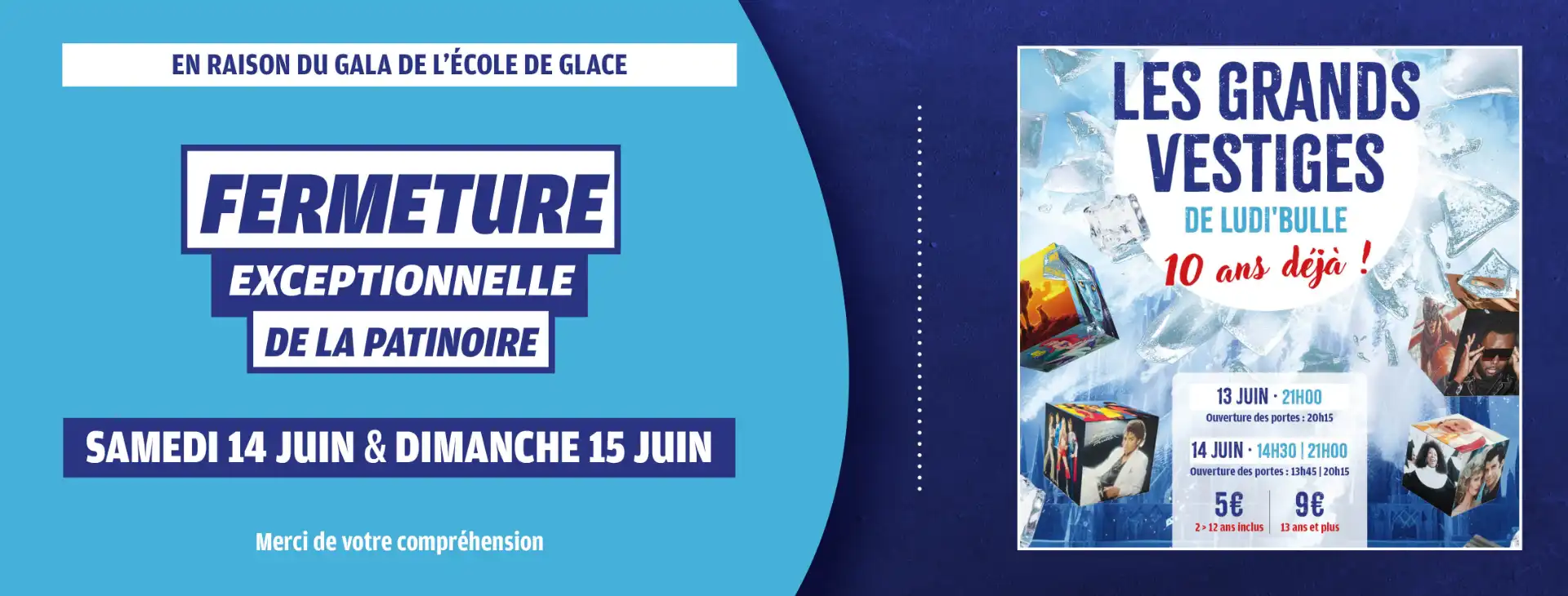 fermeture patinoire 14 et 15 juin